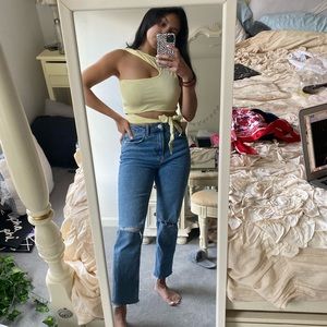 Sunny yellow cut out tie top